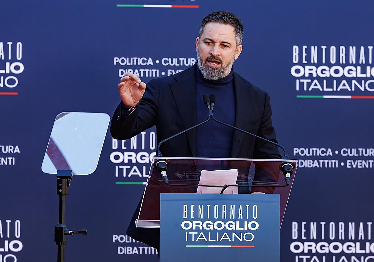 El líder de Vox, Santiago Abascal, en el evento anual de las juventudes de Hermanos de Italia