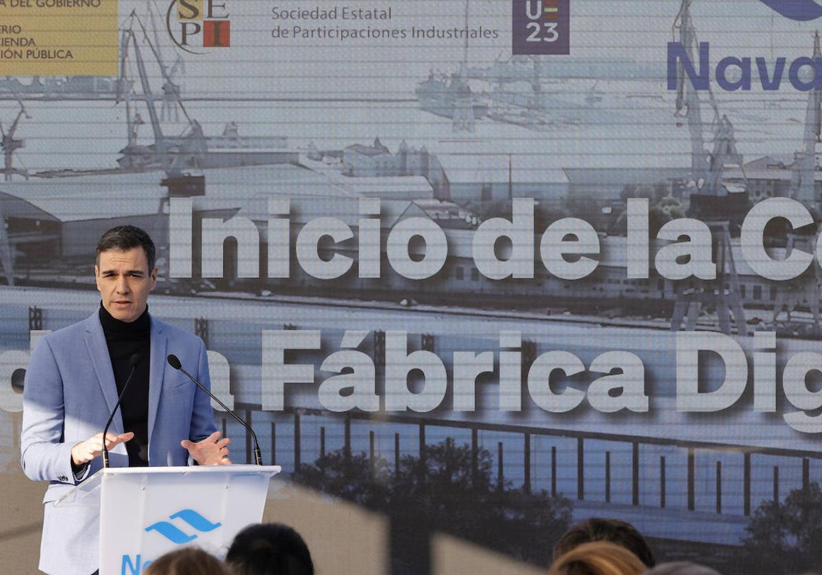 Pedro Sánchez, durante su visita a los astilleros de Navantia en Ferrol el pasado sábado