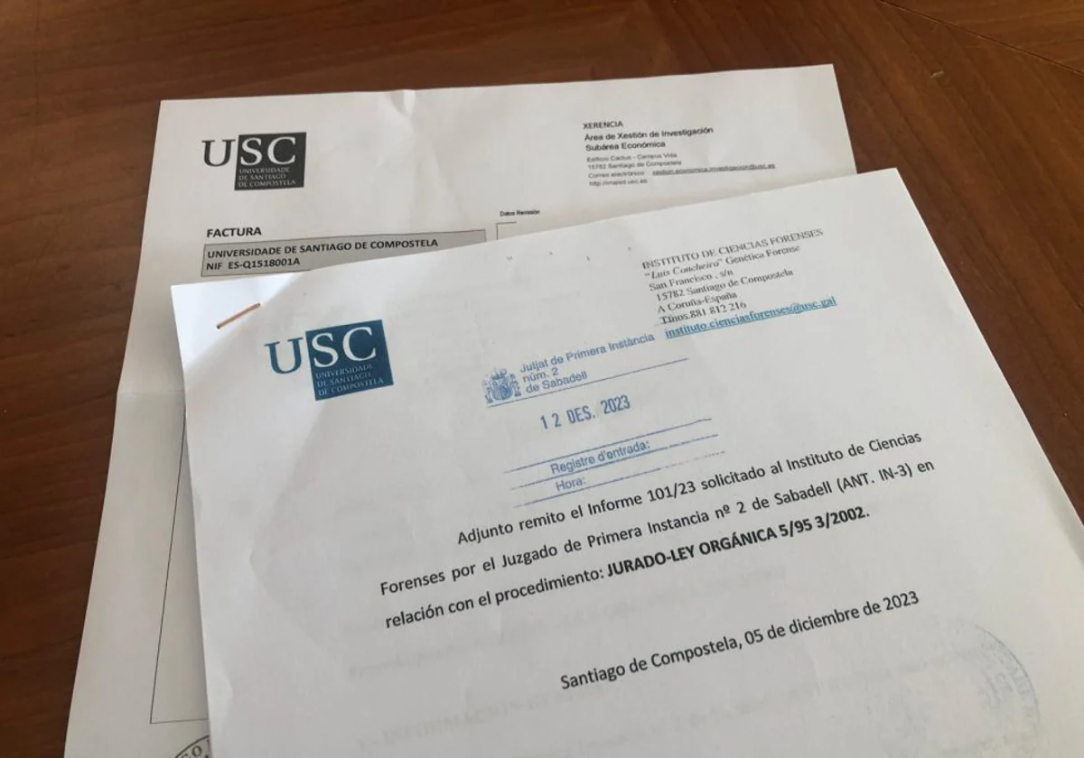 Portada del informe de la USC, enviado al juzgado de Sabadell que instruye el caso por el asesinato de Helena