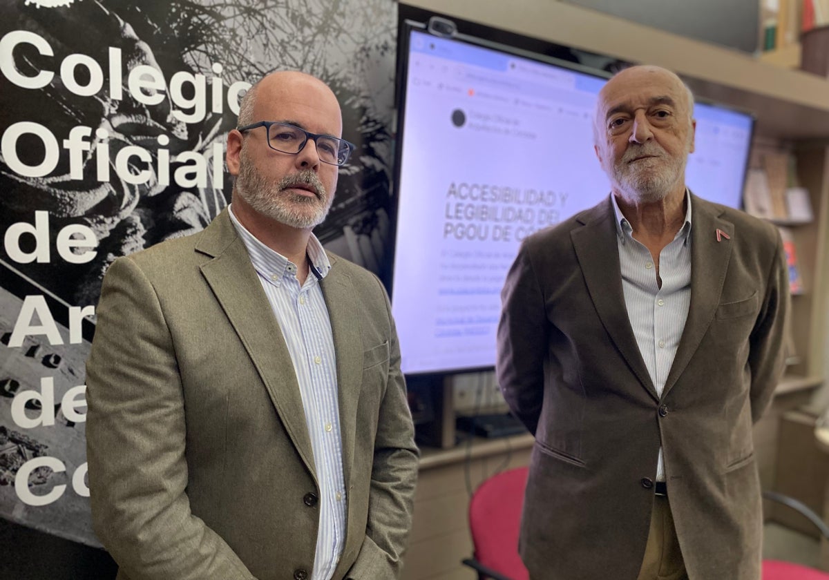 Patricio Soriano y Juan Eusebio Benito en la presentación del visor urbanístico del Colegio de Arquitectos