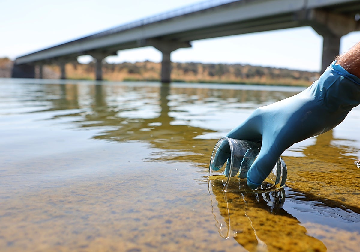 Una toma de muestras de agua en el embalse de La Colada