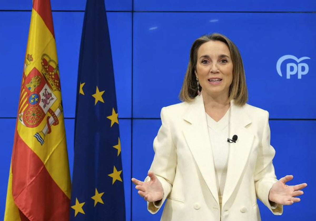 Captura de vídeo de la intervención de Cuca Gamarra, secretaria general del Partido Popular, para valorar el discurso de Navidad del rey Felipe VI, este lunes