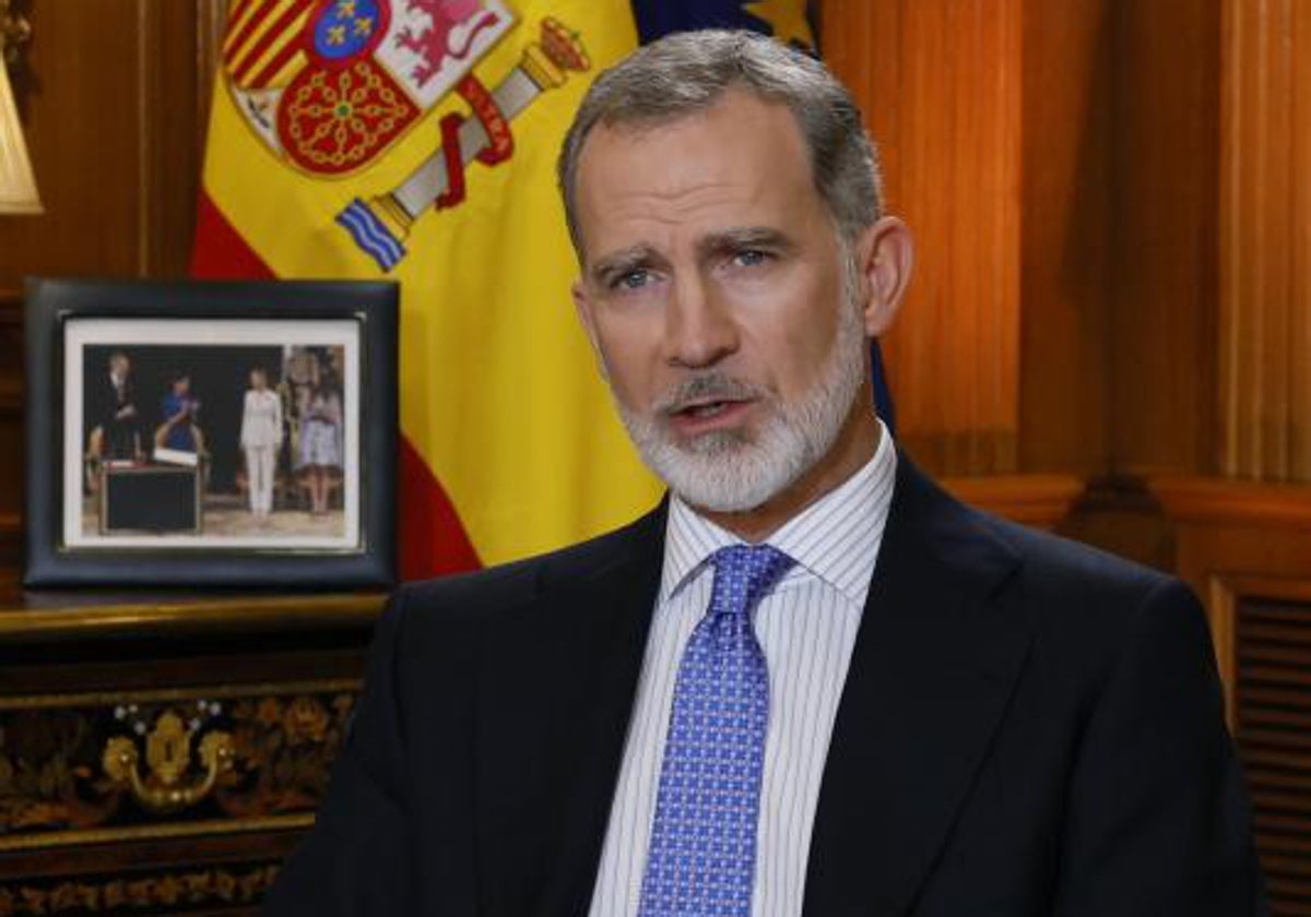 El rey Felipe VI durante su mensaje de Navidad este domingo