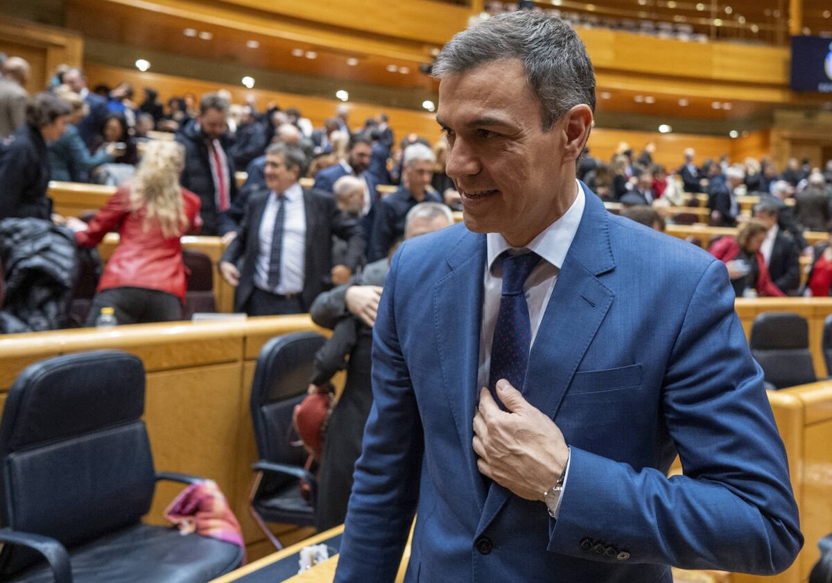 Pedro Sánchez, ayer, en el senado