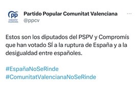 La Fiscalía investiga el vídeo del PP en el que señala a los diputados valencianos que votaron a Sánchez
