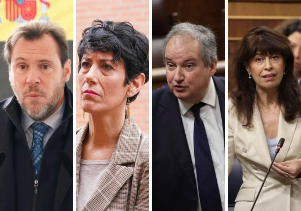 Los ministros Óscar Puente, Elma Saiz, Jordi Hereu y Ana Redondo