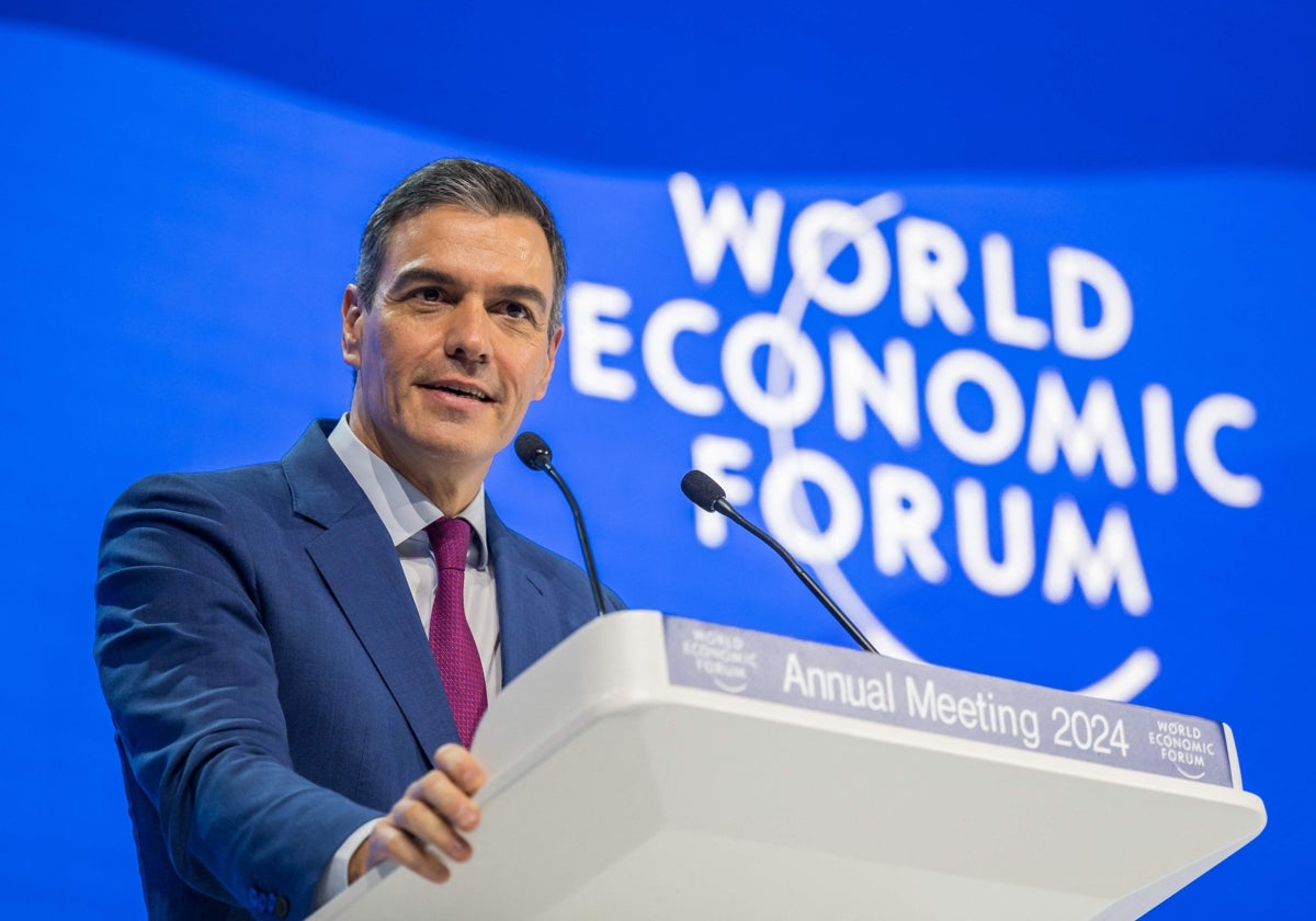 Pedro Sánchez, durante su intervención en el Foro Internacional de Davos