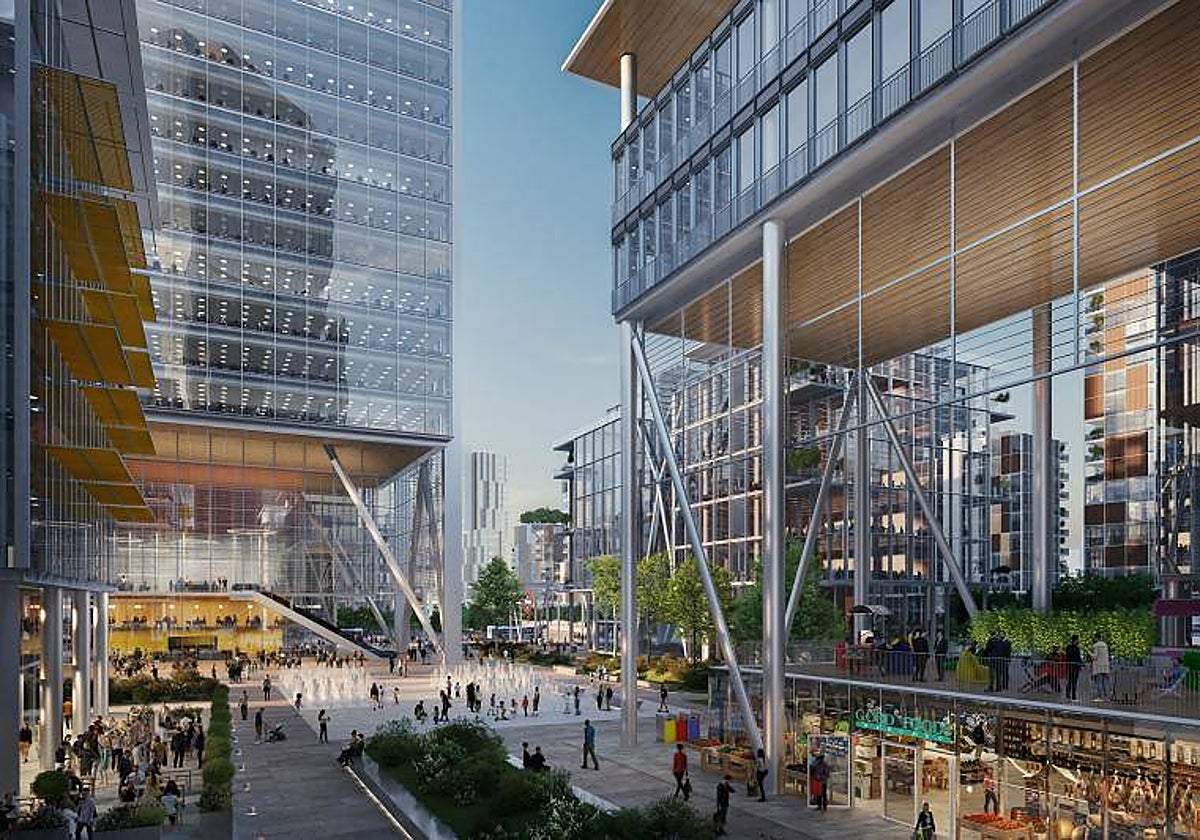 Recreación del nuevo centro de negocios de Madrid Nuevo Norte
