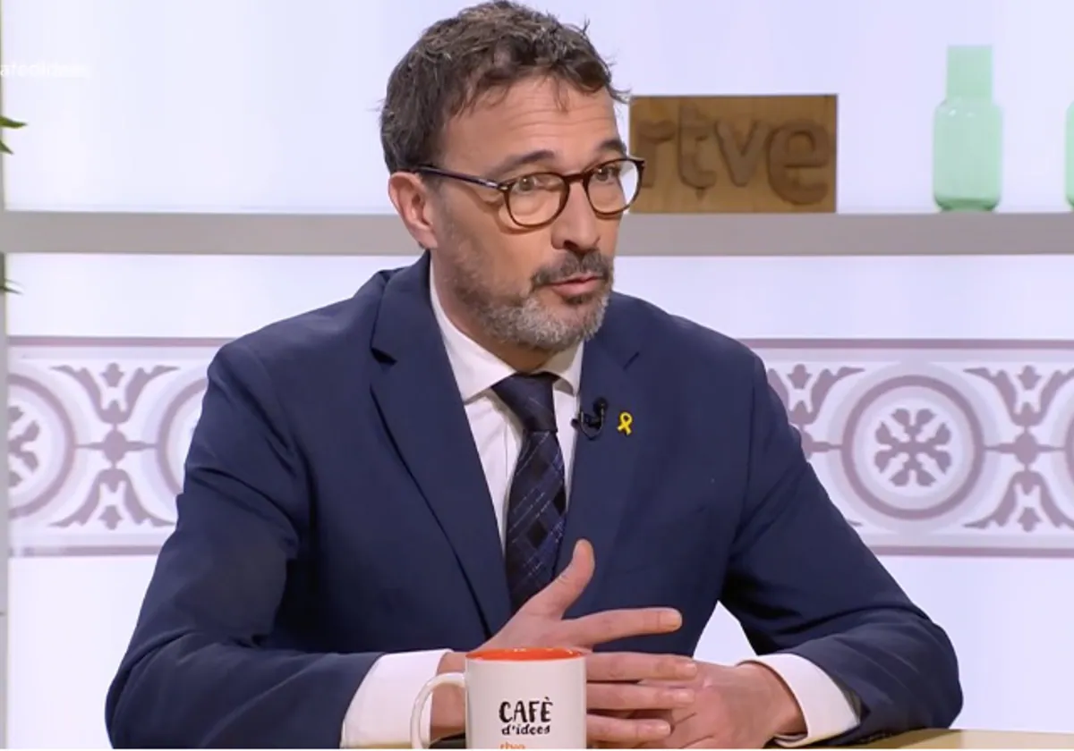 Josep Rius, portavoz de Junts, hoy, durante la entrevista en el programa 'Cafè d'idees'