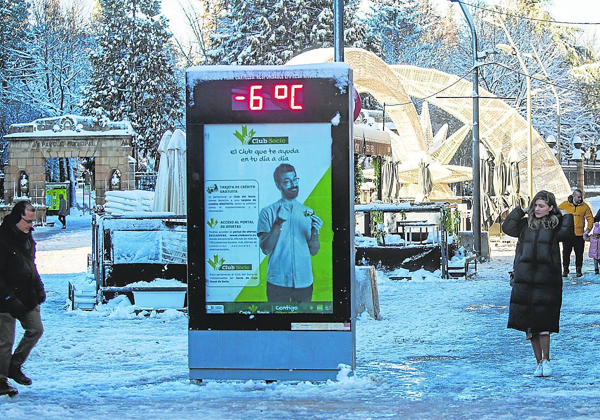 Termómetro a -6 grados en la capital soriana el pasado fin de semana