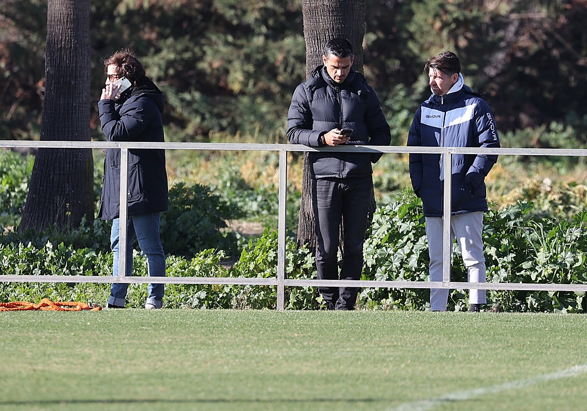 Los responsables deportivos del Córdoba: Cámara, Juanito y Flores