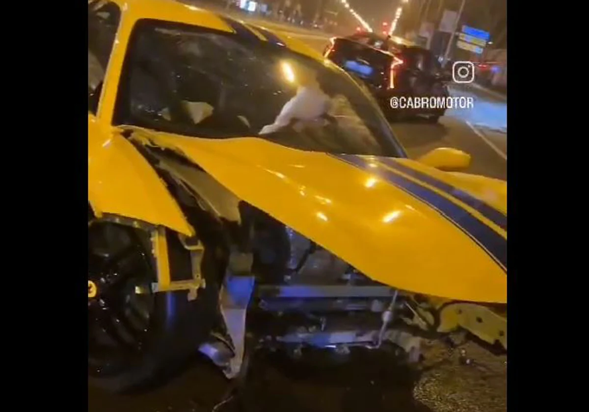 Imagen del Ferrari destrozado tras el accidente