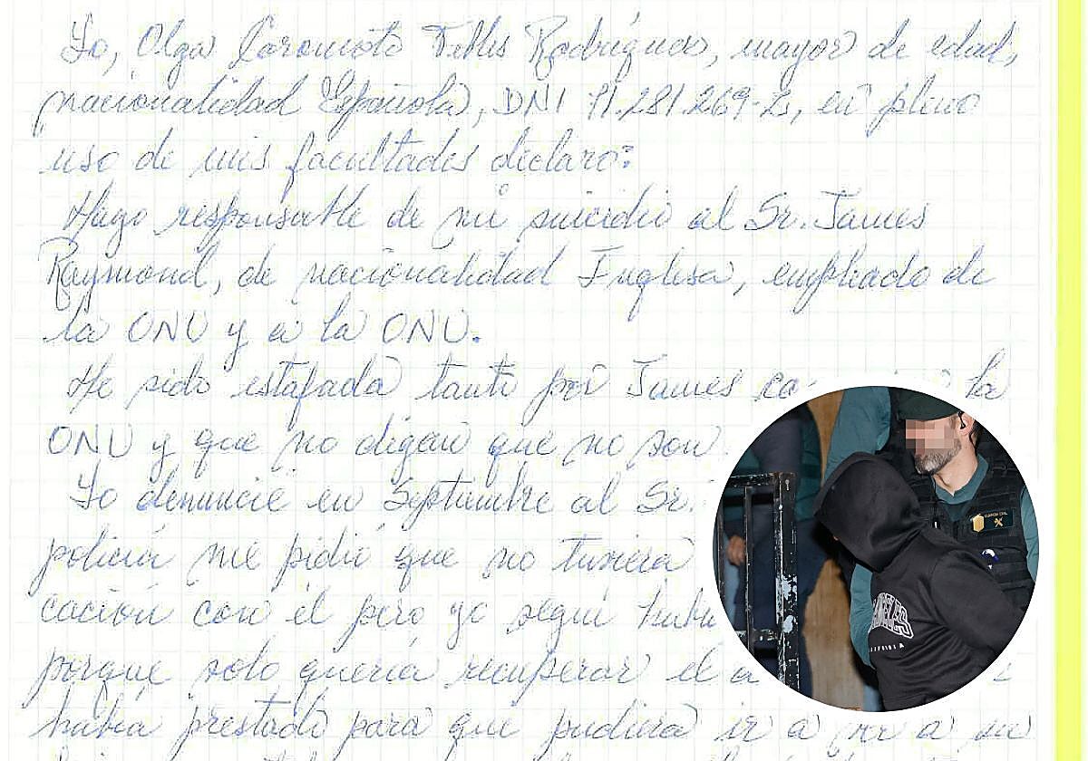 Carta de suicidio de Olga Febles, víctima de una estafa, que se tiró al río desesperada