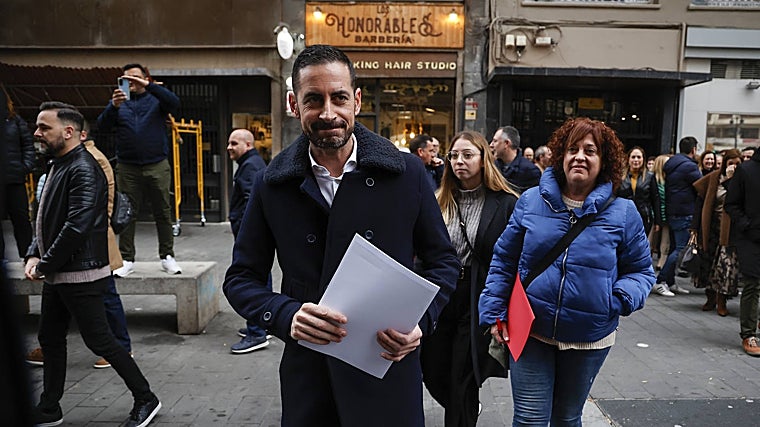 Imagen de Carlos Fernández Bielsa, este lunes, en la sede del PSPV-PSOE en Valencia