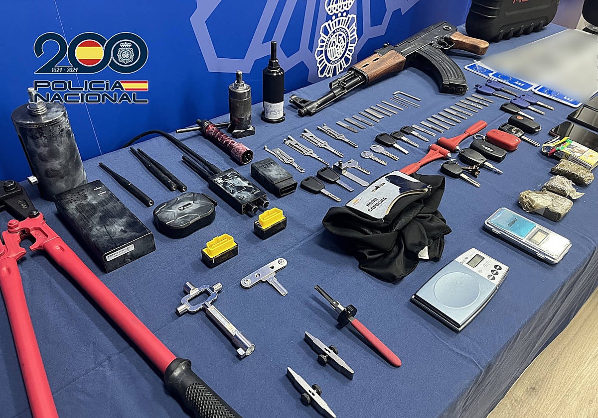 Armas y material incautados a la organización