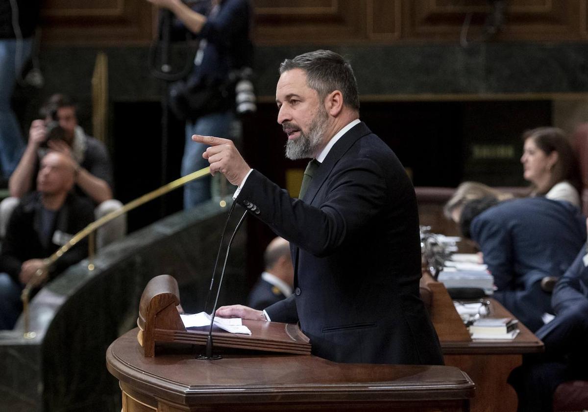 Santiago Abascal, líder de Vox, durante su intervención en el debate