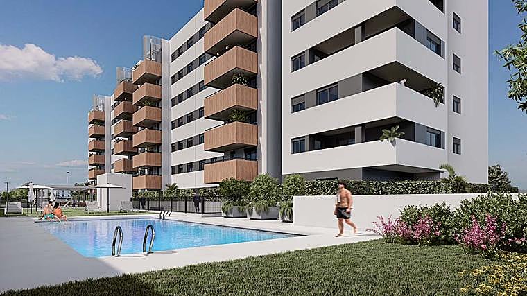 Imagen de la piscina en las zonas comunes de Alvir de Árqura