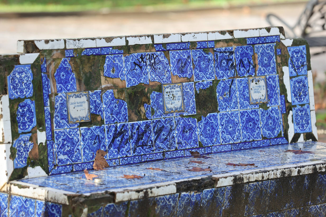 Fotos: el deterioro de los bancos de azulejos de los Jardines de los Patos en Córdoba