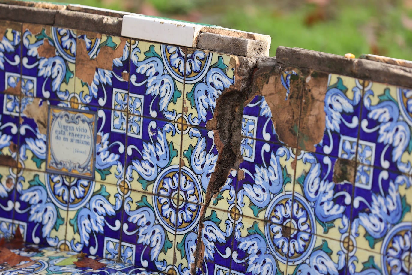 Fotos: el deterioro de los bancos de azulejos de los Jardines de los Patos en Córdoba