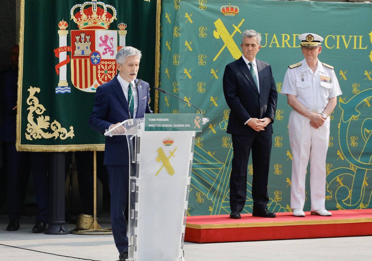 Grande-Marlaska, durante la ceremonia de toma de posesión de Leonardo Marcos como nuevo director general de la Guardia Civil