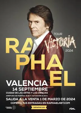 Raphael vuelve a Valencia el próximo 14 de septiembre: cuándo salen las entradas