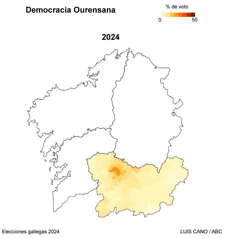 Resultado de Democracia Ourensana en las elecciones gallegas de 2024