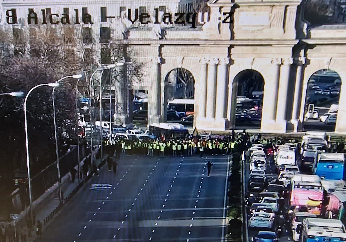 Imagen de la protesta en la Puerta de Alcalá