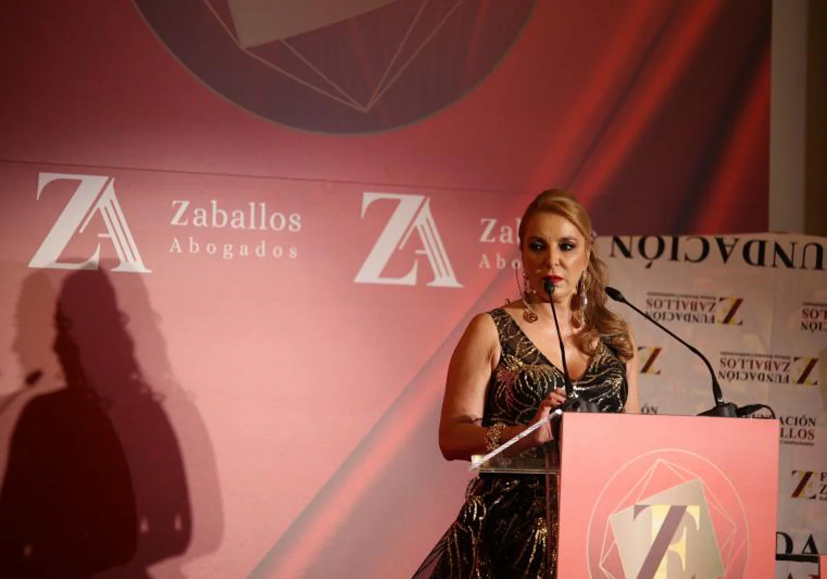 La presidenta de la Fundación Zaballos, durante la III Entrega de Premios, el año pasado