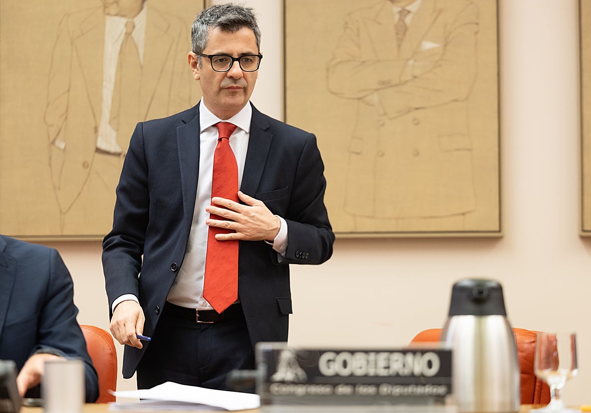 Félix Bolaños, en la Comisión Constitucional del Congreso de los Diputados este jueves