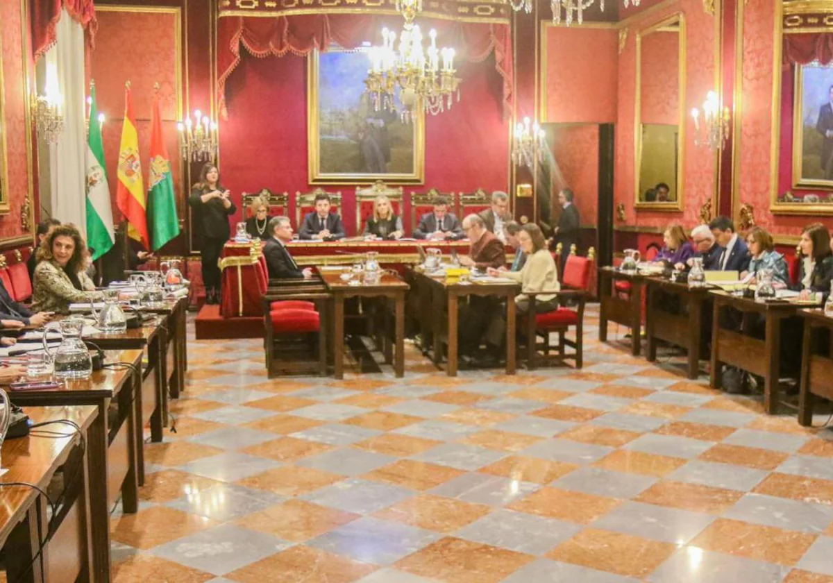 Imagen del pleno celebrado este 23 de febrero en el Ayuntamiento de Granada