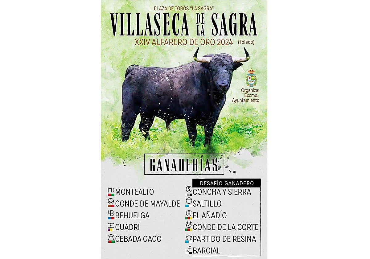 Cartel que anuncia las ganaderías del XXIV Alfarero de Villaseca de la Sagra