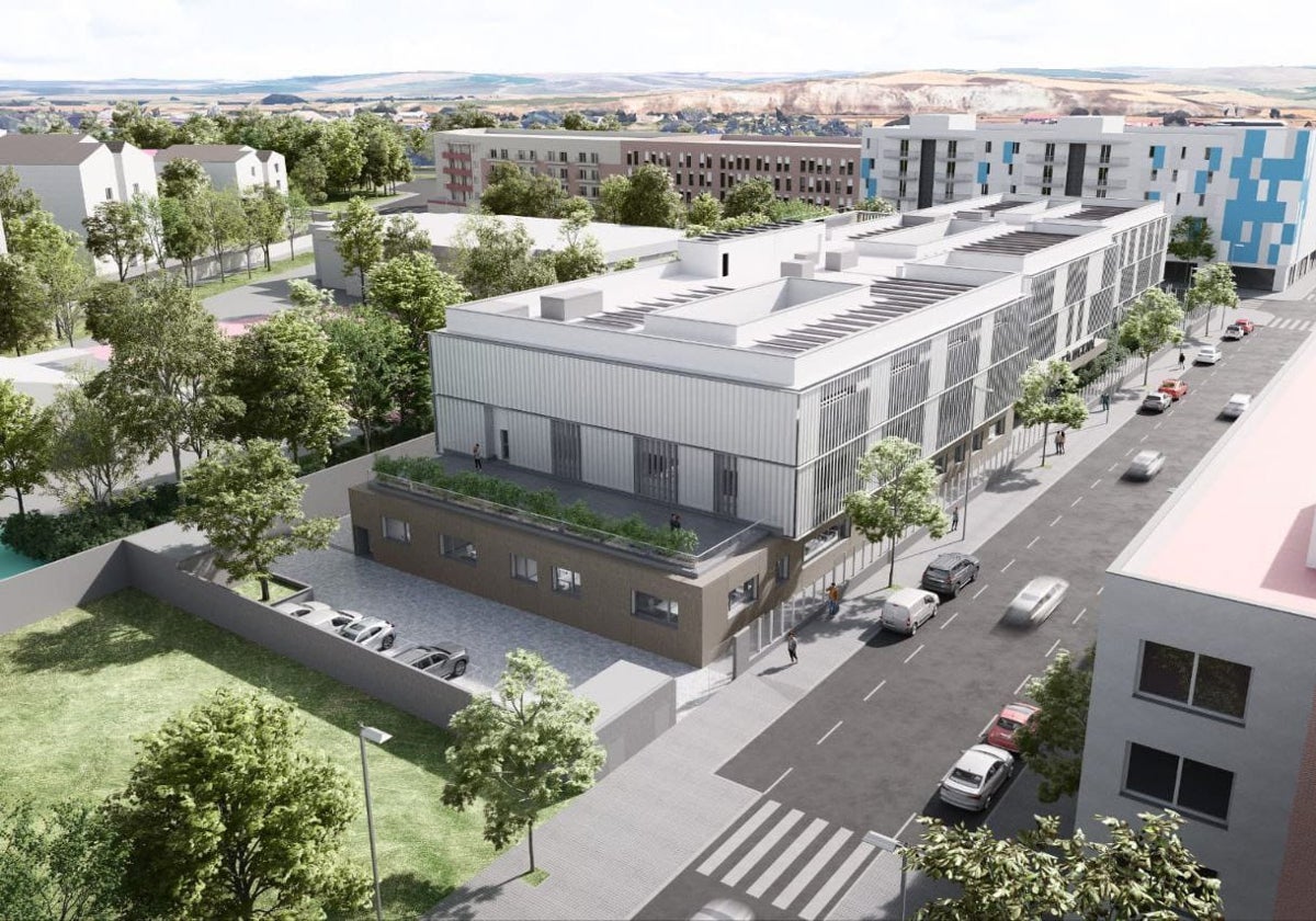 Infografía del nuevo edificio policial que ha empezado a construirse en el barrio de Santuario, en el sureste de Córdoba