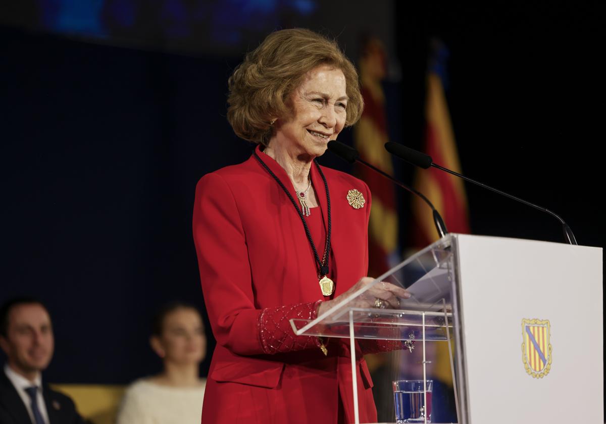 La Reina Sofía tras recibir la Medalla de Oro de las islas Baleares