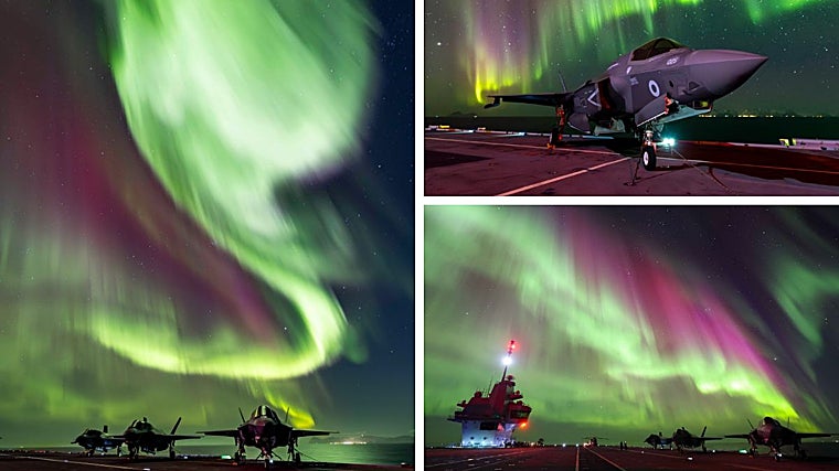 Imágenes de la aurora boreal desde el HMS Prince os Wales