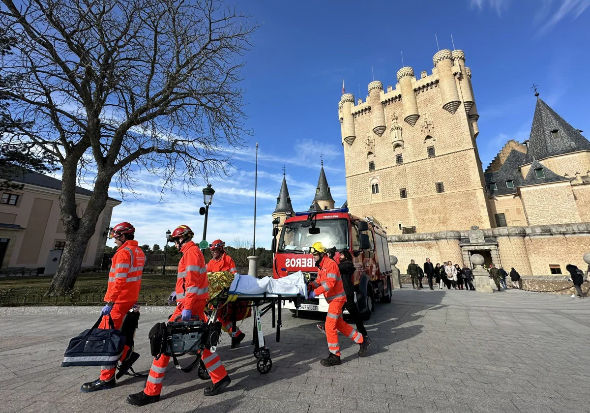 Simulacro anual de incendio en el Alcázar de Segovia