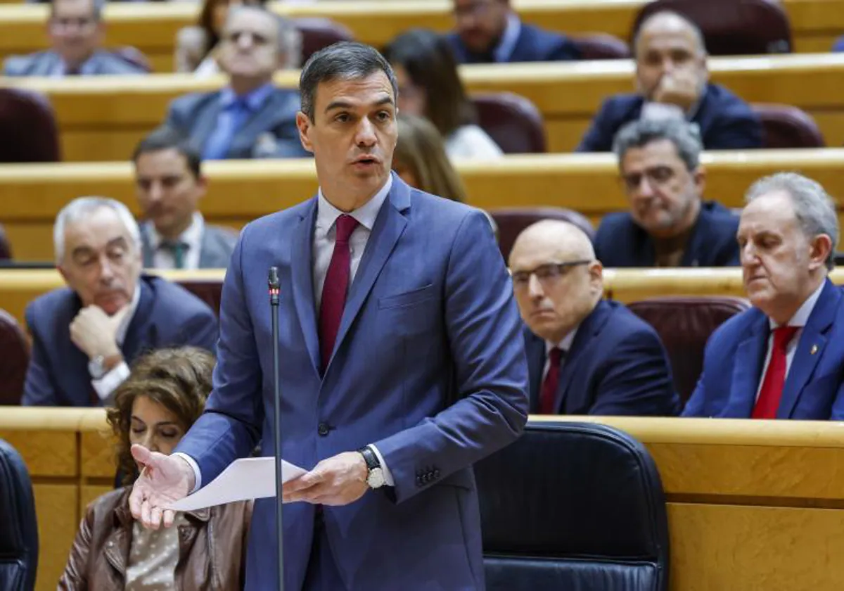 Pedro Sánchez durante la sesión de control al Gobierno este martes