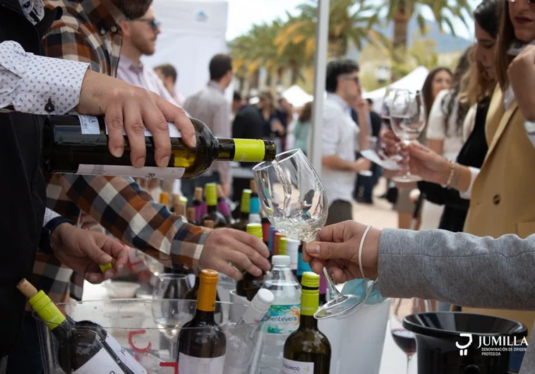 Visitantes en la degustación de vinos de la miniferia DOP Jumilla, durante una edición anterior.