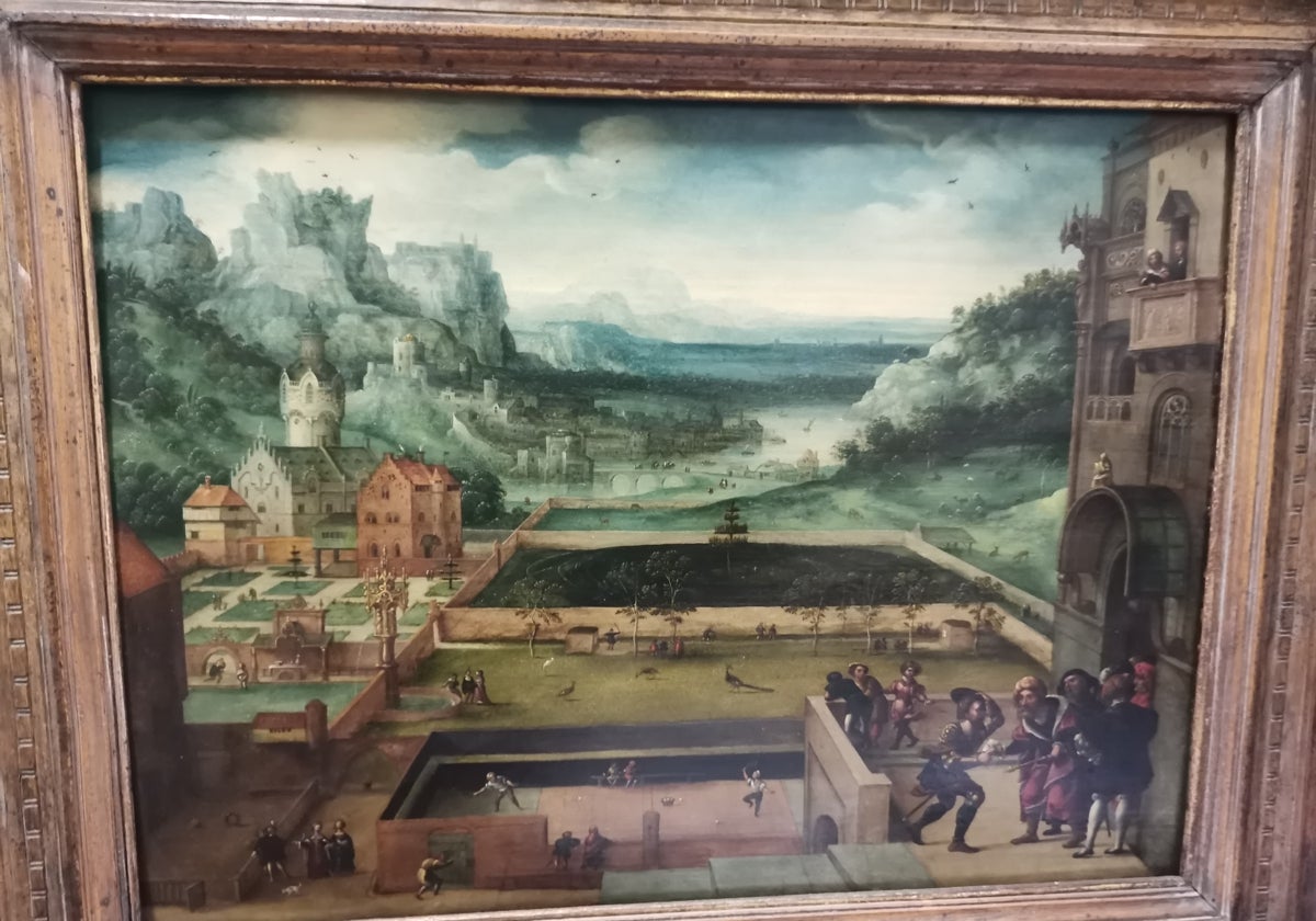 'Paisaje con montañas, palacio y jardín', de Lucas Van Gassel