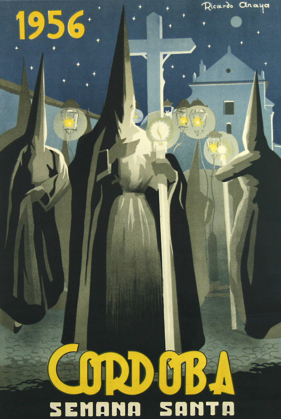 Imagen secundaria 1 - Arriba, una fotografía de un cuadro de Romero de Torres del impresionante Catálogo HistóricoArtístico de la provincia. Debjao, cartel de la Semana Santa de Córdoba de 1956; a la derecha, el primer BOP de 1833.