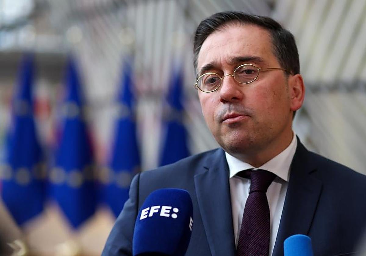 José Manuel Albares, ministro de Asuntos Exteriores, este lunes en Bruselas