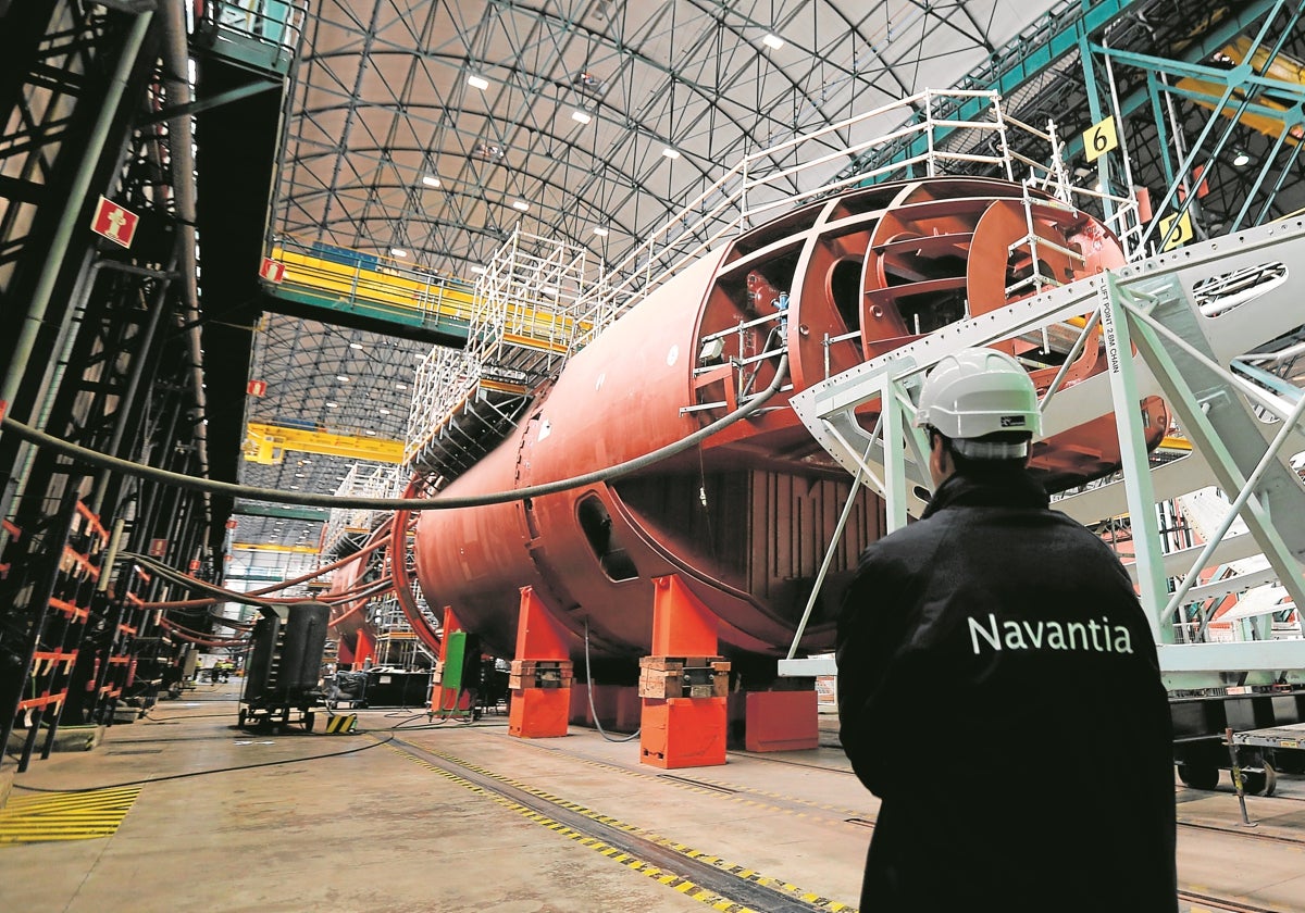 Construcción del submarino S80 en el astillero Navantia