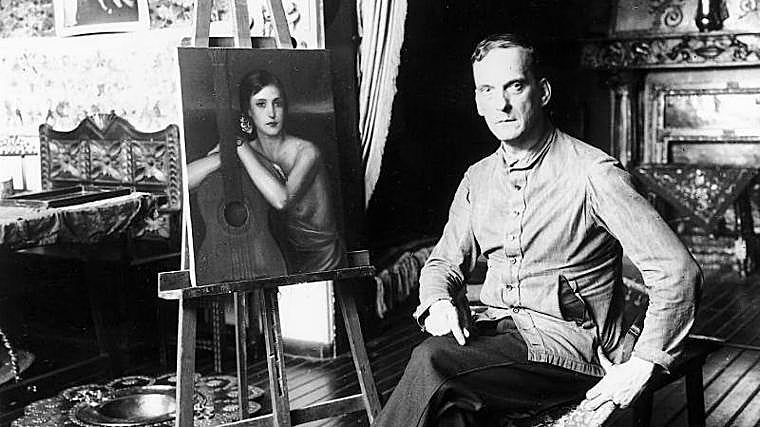 Julio Romero de Torres pintando en su estudio de Córdoba