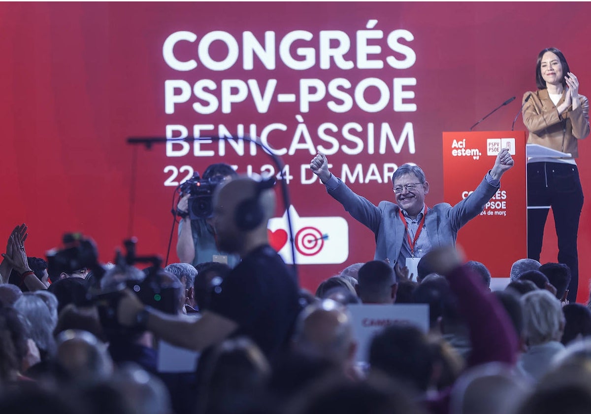 Imagen de Ximo Puig y Diana Morant tomada durante el congreso del PSPV-PSOE