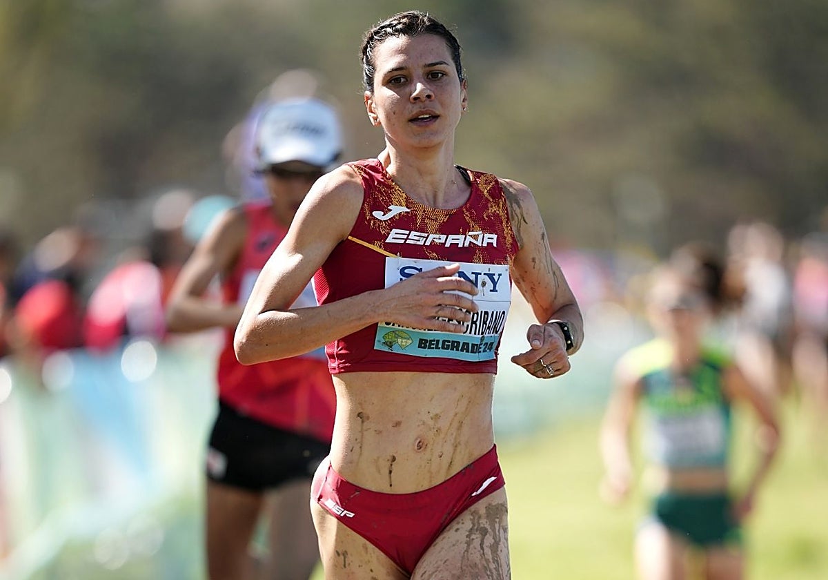 Irene Sánchez-Escribano, durante la carrera en el parque de la Amistad de Belgrado (Serbia)