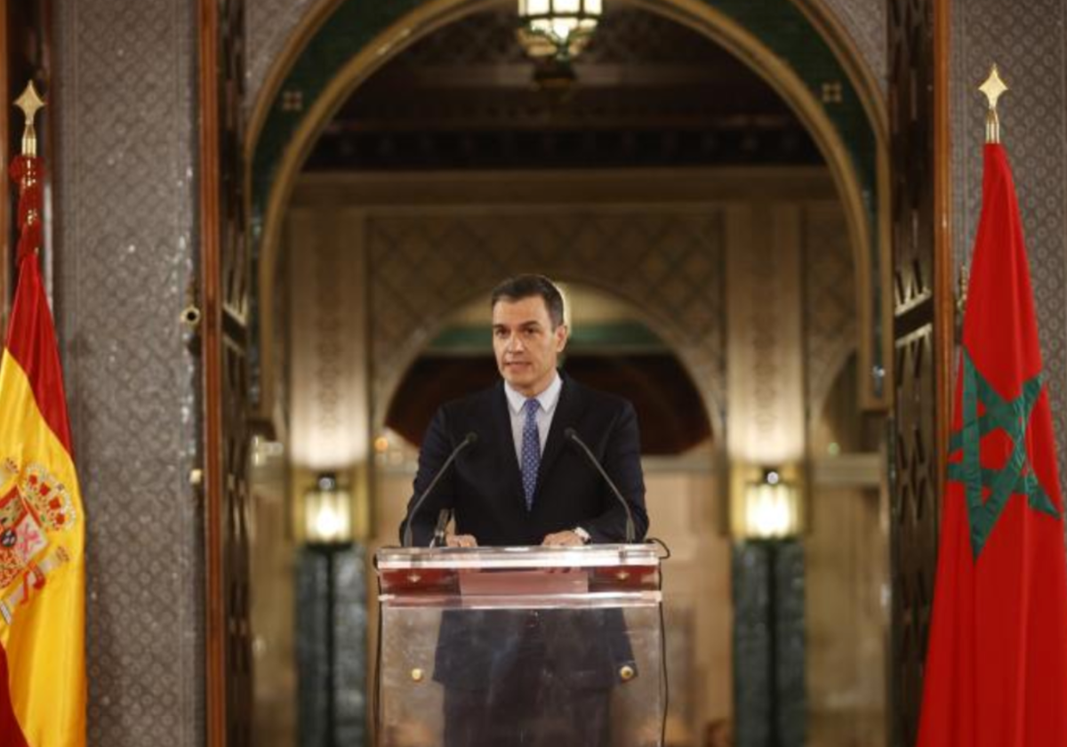 El presidente Pedro Sánchez en rueda de prensa en Rabat en foto de archivo