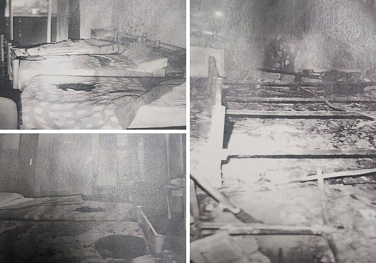 Imágenes del interior, quemado, de la Residencia Nortel, en Madrid