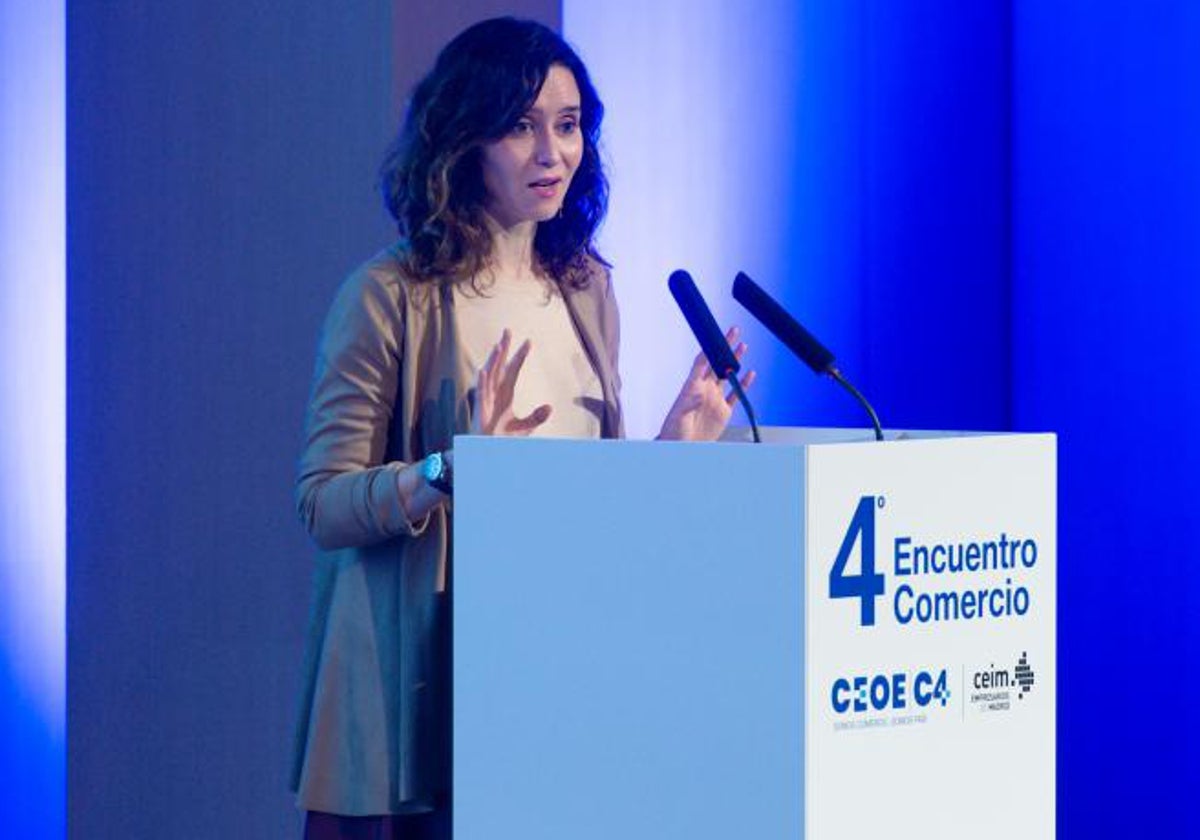 La presidenta de la Comunidad de Madrid, Isabel Díaz Ayuso, interviene en el encuentro