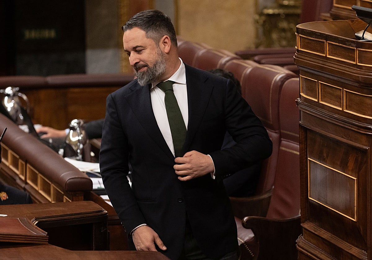 El presidente de Vox, Santiago Abascal, en su réplica a Pedro Sánchez