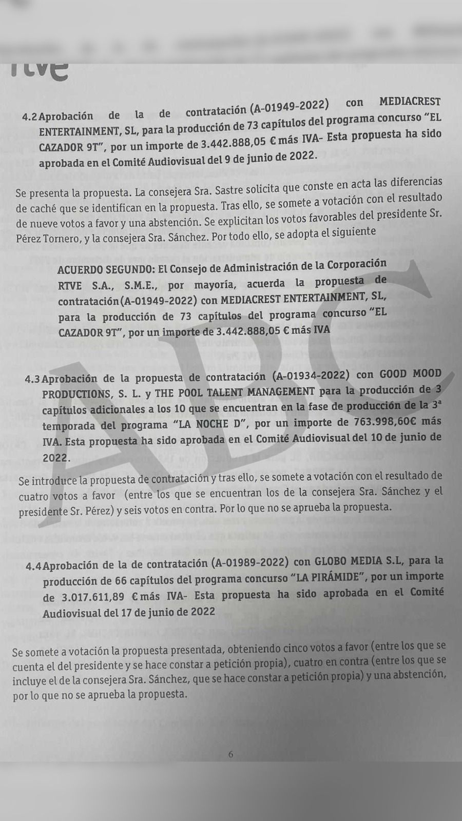 Imagen - El acta de RTVE del 22 de junio de 2022