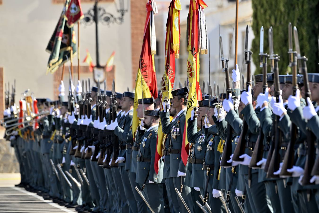 Un momento del acto de jura de bandera de la 129 promoción de la Academia de la Guardia Civil de Baeza 